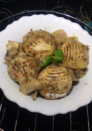 A picture of BBQ Mushrooms in Apple Mushroom Sauce.