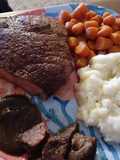 Seasoned Swiss Steak w/ Glazed Carrots and Ranch Mashed Potatoes