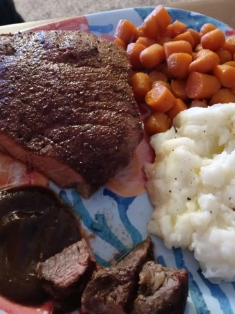 Easy Way Prepare Recipe Seasoned Swiss Steak w/ Glazed Carrots and Ranch Mashed Potatoes that is  Makes Drooling, So Delicious}