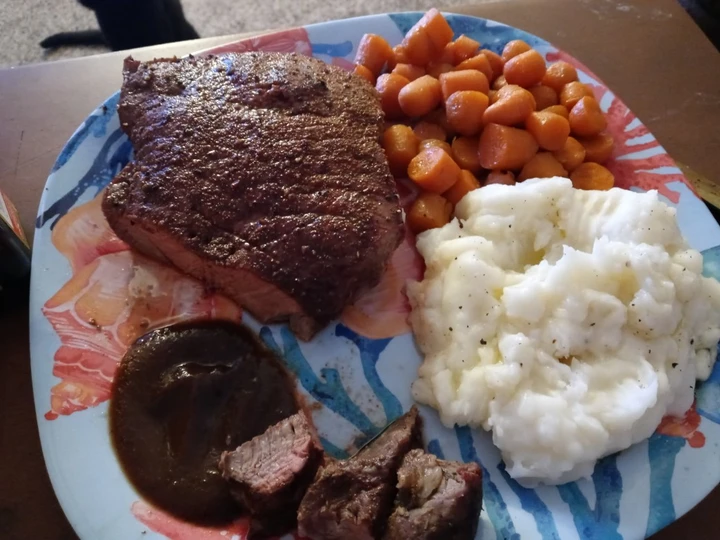 Easy Way Prepare Recipe Seasoned Swiss Steak w/ Glazed Carrots and Ranch Mashed Potatoes that is  Makes Drooling, So Delicious}