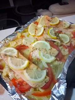 Una foto de Salmón al horno