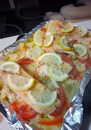 Una foto de Salmón al horno