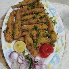 A picture of Chatpaty kurkury Bombil fish fry.