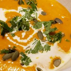 A picture of Creamy Red Thai Curry Squash Soup.