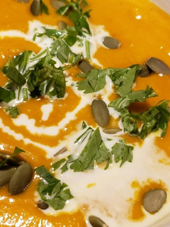 A picture of Creamy Red Thai Curry Squash Soup.