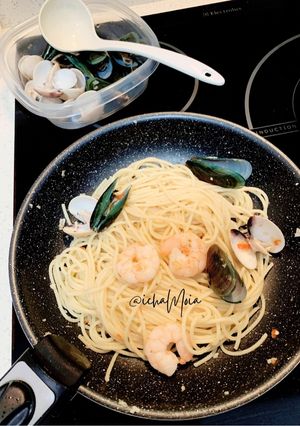 Foto resep Spicy Seafood Spaghetti Aglio Olio