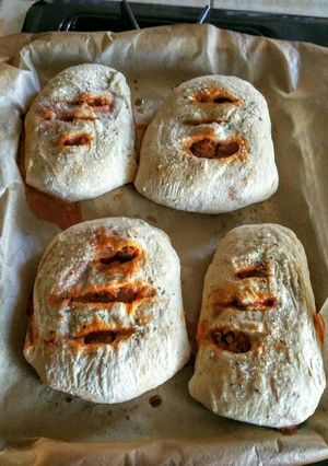 A picture of Homemade meatball marinara Hot Pockets.