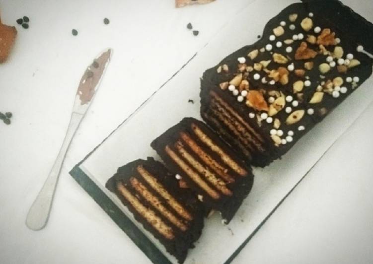 Chocolate Biscuit Cake with Sugar coated Coconut Biscuits