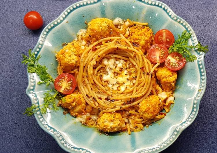 Recipe of Super Quick Homemade Baked Meatball Spaghetti