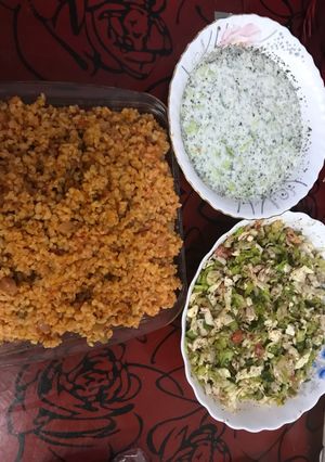 A picture of Bulgur with Tomato and Eggplant.