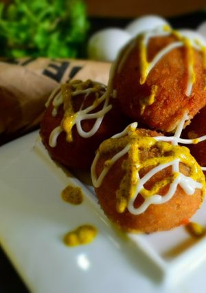 A picture of Prawn Balls With Mango Mustard Relish.