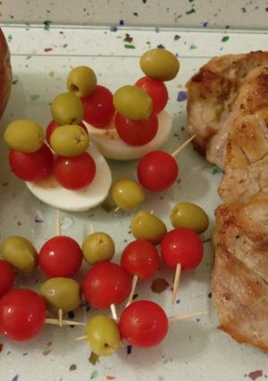 Foto principal de Secreto ibérico a la plancha con calabaza asada y pinchos de tomatitos
