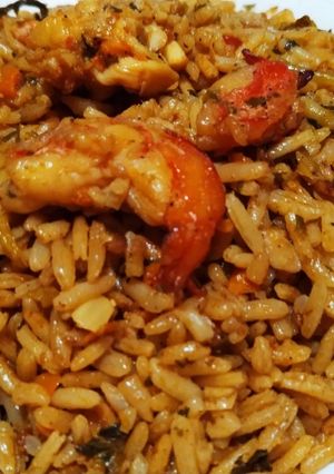 Una foto de Arroz de langostinos "a mi manera"