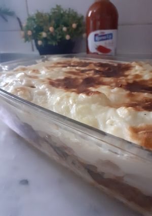 صورة لوصفة معكرونه بشاميل بكرات البطاطس