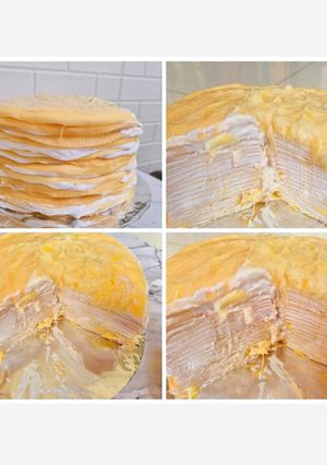 Foto resep Mille crepe cake taro cream durian