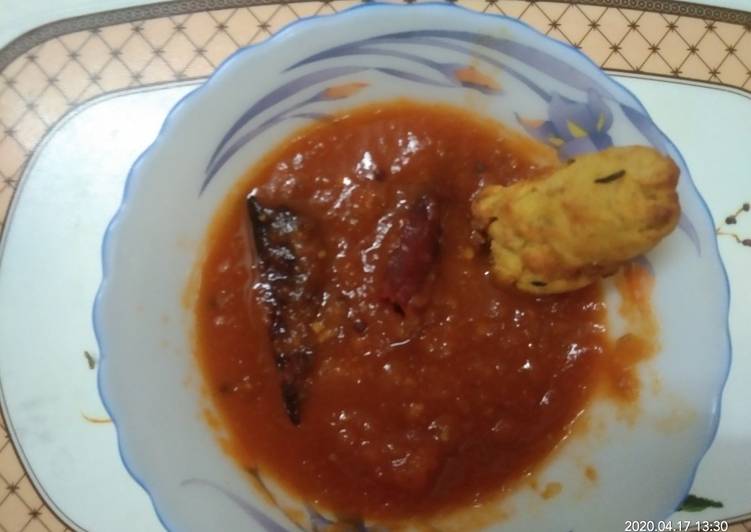 Simple Way to Prepare Homemade Potato Cutlet Dip In Tomato Sauce