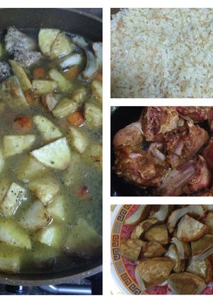 صورة لوصفة يخني بطاطا مع الجزر والخرشوف والارز المفلفل 👌🏻😋