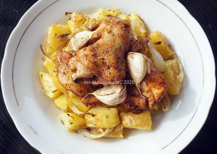 Bagaimana Bikin Cajun Chicken with Garlic Potato Anti Gagal