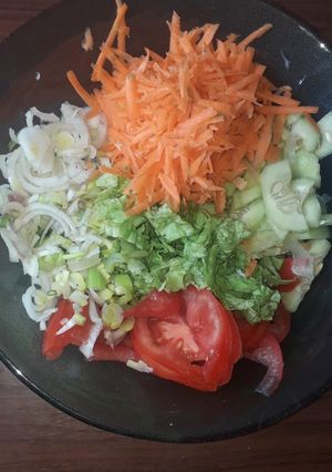 Una foto de Ensalada con cebolla de verdeo