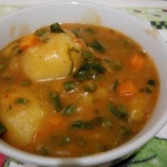 A picture of Matoke (Vegetables incorporated).