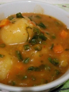 A picture of Matoke (Vegetables incorporated).