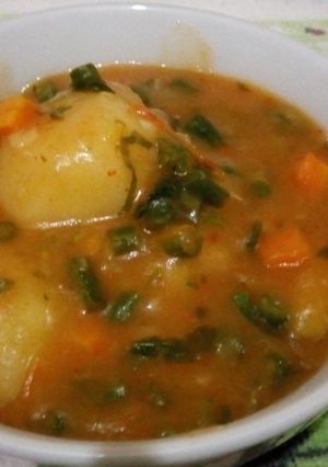 A picture of Matoke (Vegetables incorporated).
