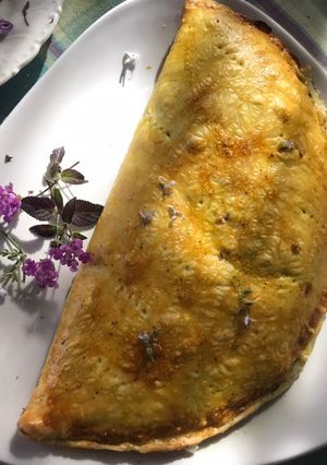 Una foto de Calzone vegetariana 🌱 de masa quebrada, rellena de acelgas y queso ricotta
