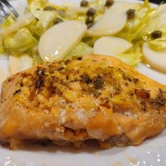 A picture of Butter and lemon salmon.