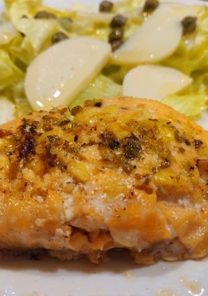 A picture of Butter and lemon salmon.