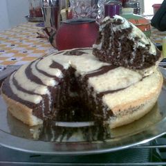 A picture of Eggless Zebra Cake.