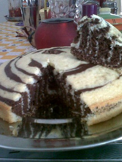 A picture of Eggless Zebra Cake.