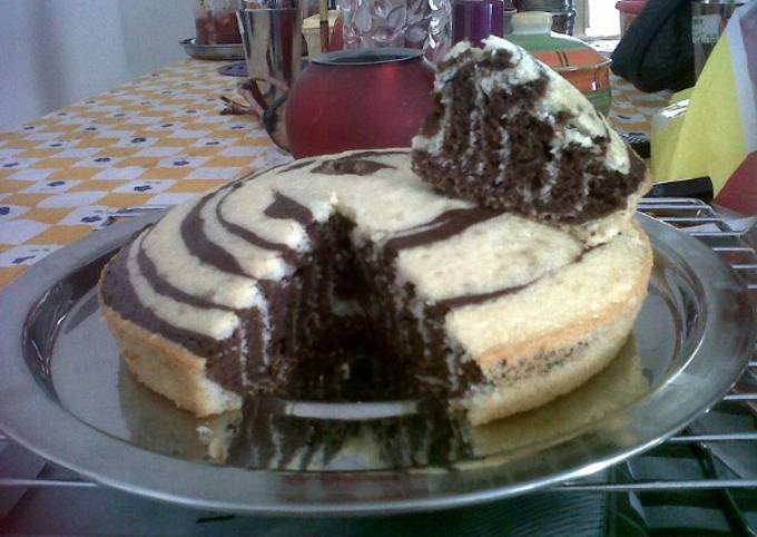 Eggless Zebra Cake