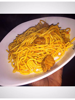 A picture of Beef Jollof Spaghetti.