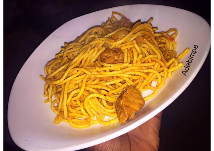 Beef Jollof Spaghetti