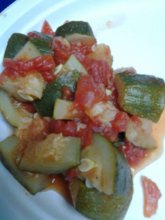 A picture of Simple easy zucchini and tomatoes.