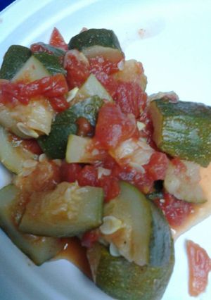 A picture of Simple easy zucchini and tomatoes.