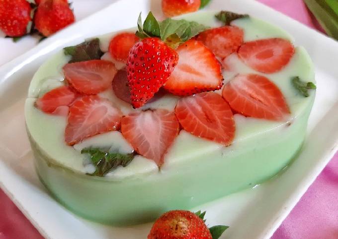 Resep Puding Pandan Strawberry, Bisa Manjain Lidah