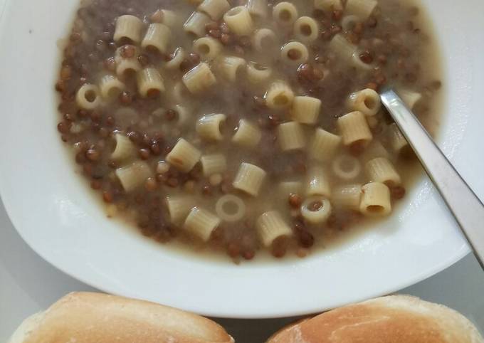 Recipe of Speedy Pasta and lentil soup