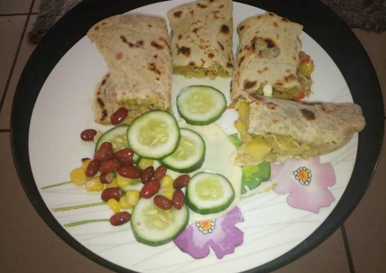 Recipe of Any-night-of-the-week My homemade shawama stuffed with shredded chicken