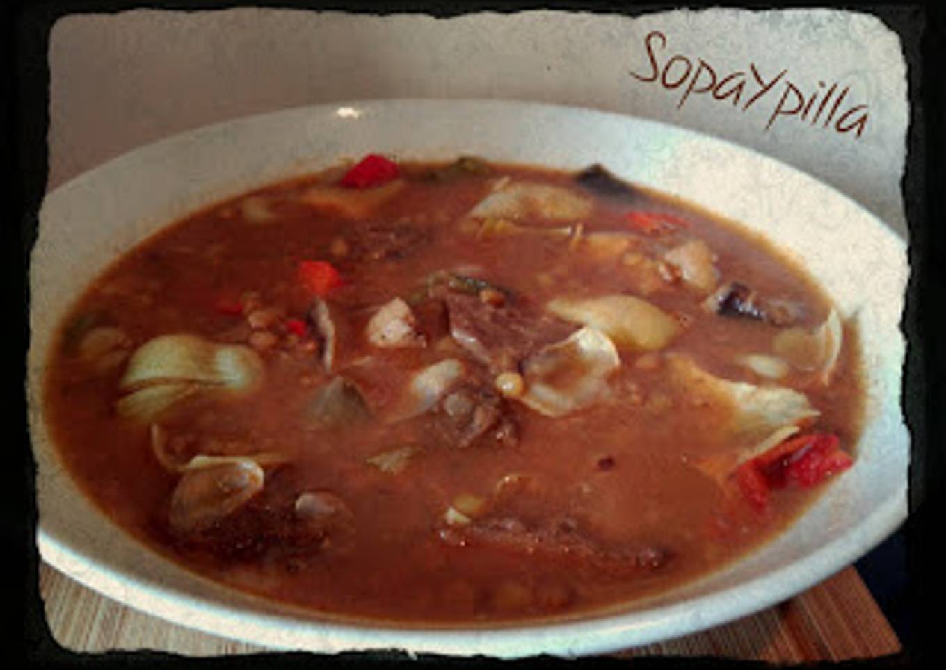 Lentejas con setas y alcachofas