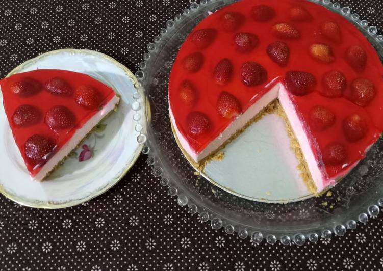 Resep Unbaked Strawberry Cheese Cake Anti Gagal