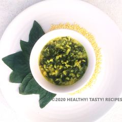 A picture of Amaranths Leaves with Green Gram.