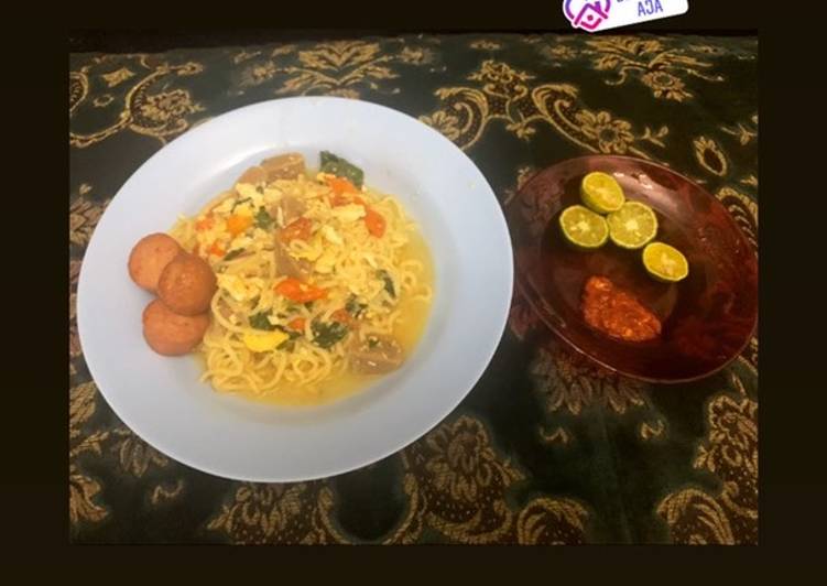 Resep Mie tek tek kuah telur Anti Gagal