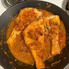 A picture of Baked Red fish in South Indian spices.