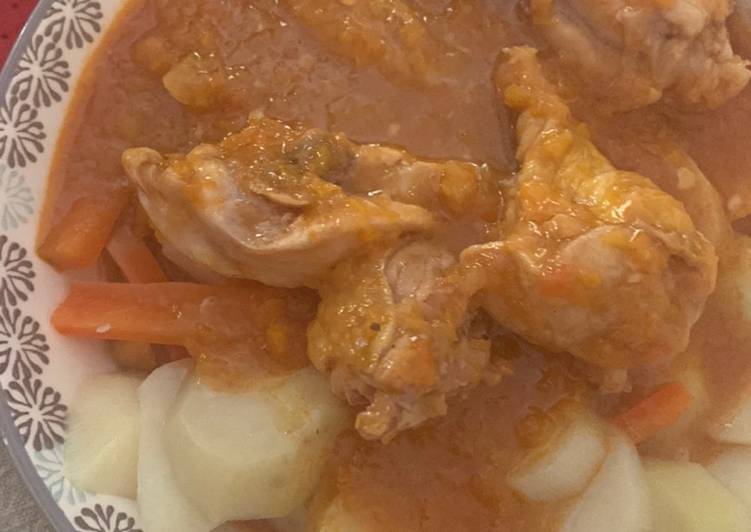 Pollo a la cerveza con patatas al vapor en Thermomix tm5