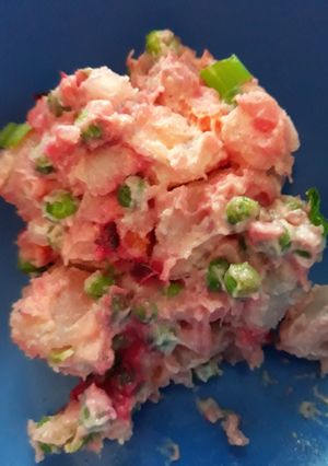 A picture of Heathers Haitian Potato Salad.