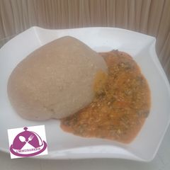 A picture of Eba with g/nut soup.