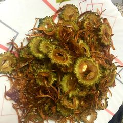 A picture of Karela fry/bittergaurd fry.