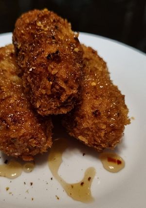 Una foto de CROQUETAS Melosas de Jamón Serrano🥩 Receta No. 1500...!❤️🧡💜💛