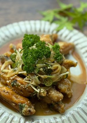 A picture of Japanese Marinated Fried Chicken Wings.
